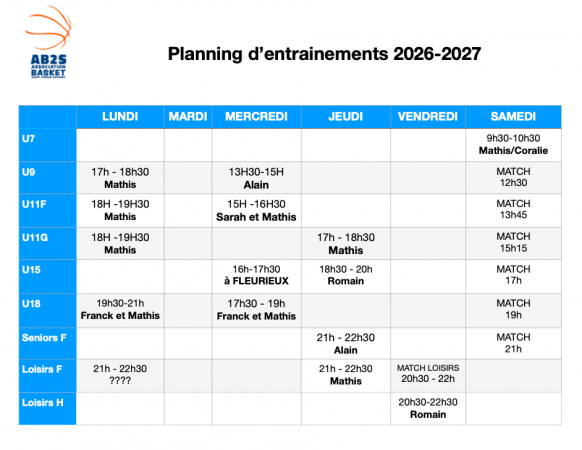 Entraînement 2026-2027