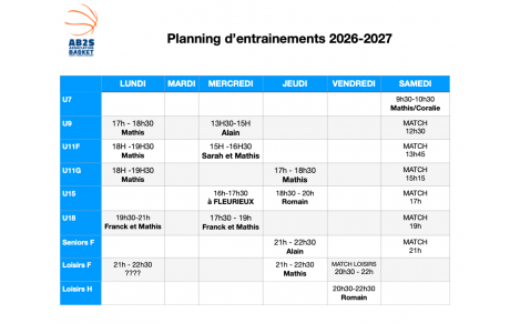 Entraînement 2026-2027