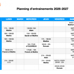 Entraînement 2026-2027